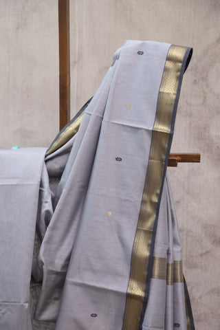 Grey Silk Maheshwari Saree - SRGSMS260