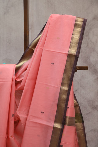 Peach Silk Maheshwari Saree - SRPSMS262