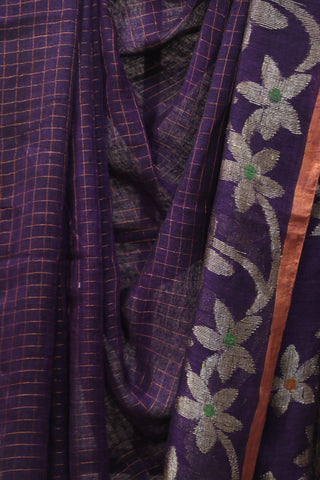 Purple Linen Jamdani Saree -SRPLJS290