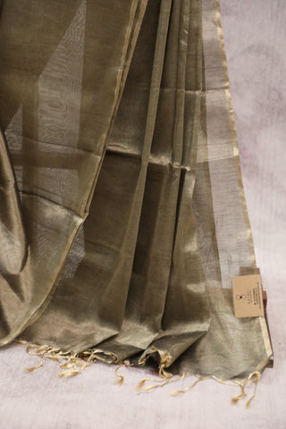 Dark Moss Green Maheshwari Tissue Silk Saree - SRDMGMTSS194