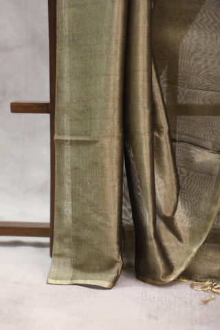 Dark Moss Green Maheshwari Tissue Silk Saree - SRDMGMTSS194