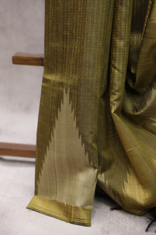 Olive Raw Silk Saree - SRORSS360