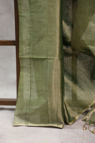 Moss Green Maheshwari Tissue Silk Saree - SRMGMTSS193