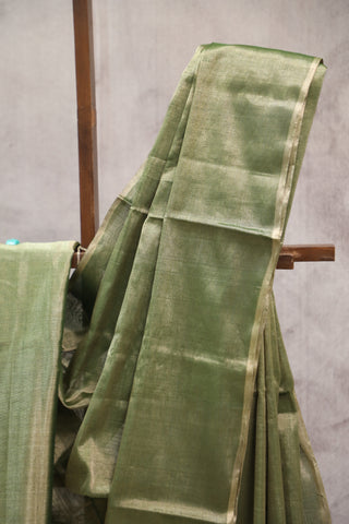 Moss Green Maheshwari Tissue Silk Saree - SRMGMTSS193