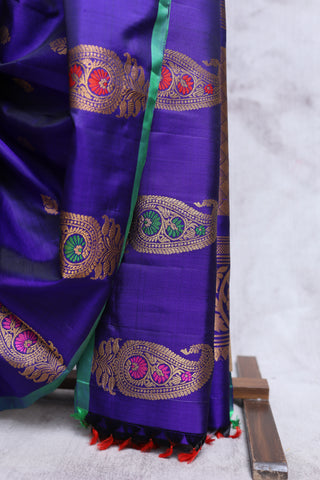 Dark Blue Gadwal Silk Saree - SRDBGSS280