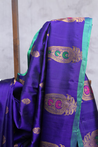 Dark Blue Gadwal Silk Saree - SRDBGSS280