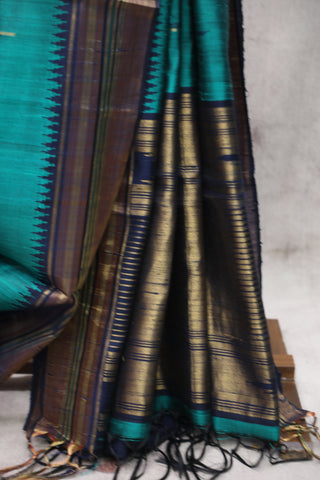 Rama Green Raw Silk Saree - SRRGRSS311