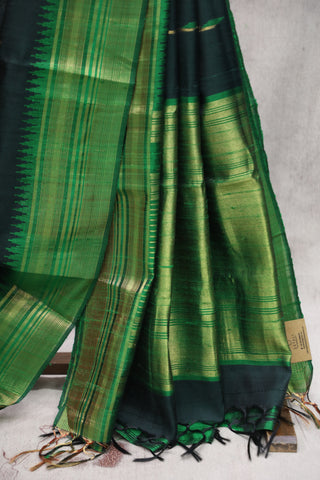 Dark Green Raw Silk Saree - SRDGRSS515