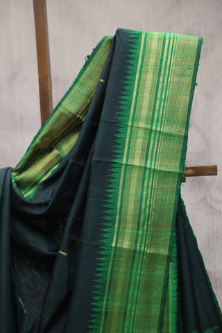 Dark Green Raw Silk Saree - SRDGRSS515