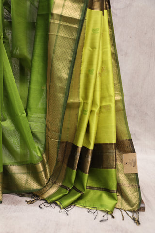 Green Maheshwari Tissue Silk Saree - SRGMTSS221