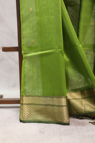 Green Maheshwari Tissue Silk Saree - SRGMTSS221