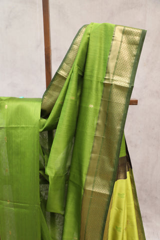 Green Maheshwari Tissue Silk Saree - SRGMTSS221