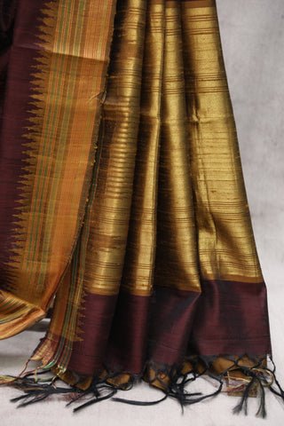 Wine Raw Silk Saree - SRWRSS330