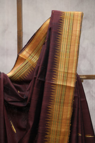 Wine Raw Silk Saree - SRWRSS330