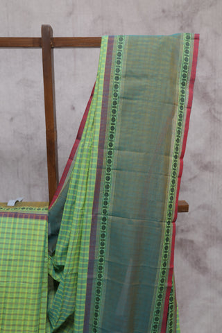 Two Tone Green Kanchi Cotton Saree-SRTTGKCS232