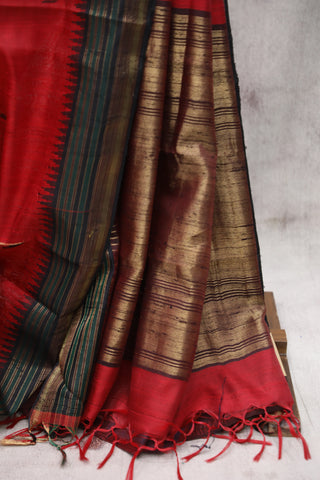 Red Raw Silk Saree - SRRRSS528