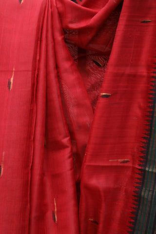 Red Raw Silk Saree - SRRRSS528