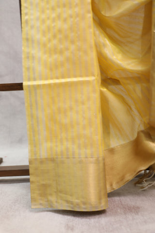 Yellow Maheshwari Tissue Silk Saree - SRYMTSS208