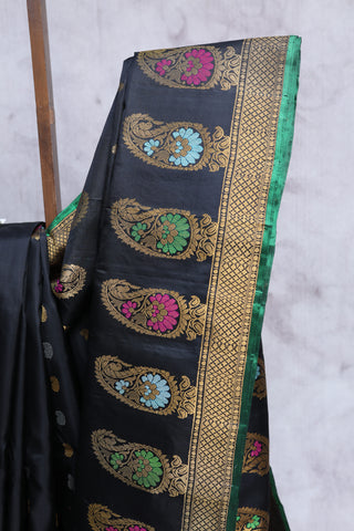 Black Gadwal Silk Saree - SRBGSS249