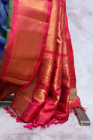 Two Tone Blue Gadwal Silk Saree - SRTTBGSS243