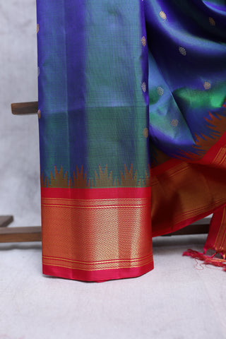 Two Tone Blue Gadwal Silk Saree - SRTTBGSS243