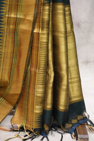 Dark Green Raw Silk Saree - SRDGRSS519