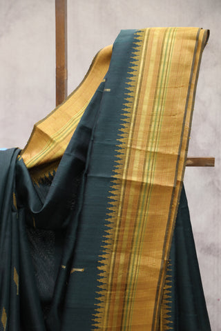 Dark Green Raw Silk Saree - SRDGRSS519