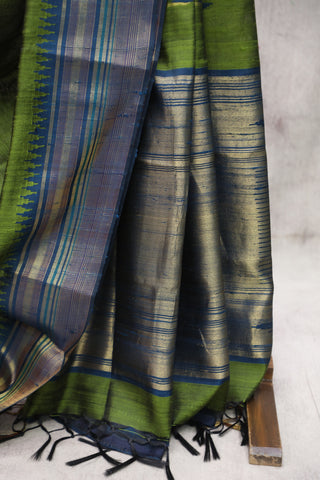 Green Raw Silk Saree - SRGRSS521