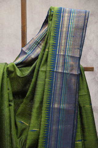 Green Raw Silk Saree - SRGRSS521