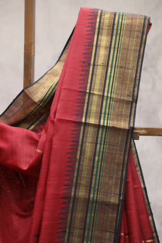 Red Raw Silk Saree - SRRRSS516