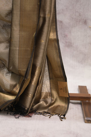 Dark Khaki Silk Maheshwari Saree -SRDKSMS227