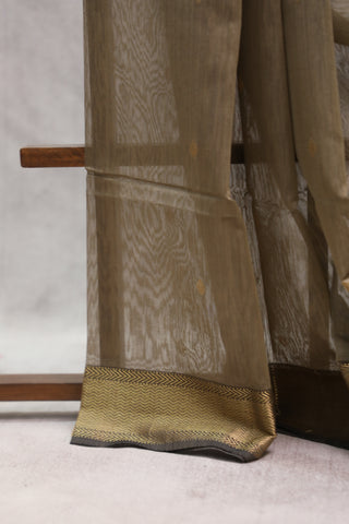 Dark Khaki Silk Maheshwari Saree -SRDKSMS227