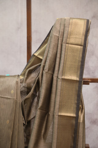 Dark Khaki Silk Maheshwari Saree -SRDKSMS227