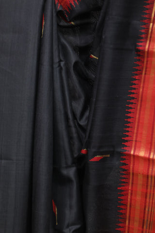 Black Raw Silk Saree - SRBRSS518