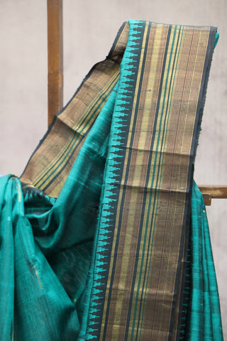 Green Raw Silk Saree - SRGRSS522