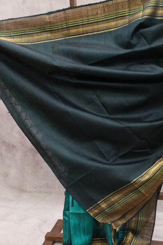 Green Raw Silk Saree - SRGRSS522