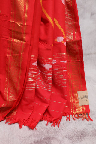 Red Cotton Paithani Saree-SRRCPS297