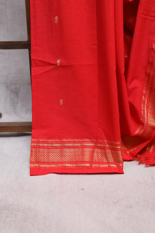 Red Cotton Paithani Saree-SRRCPS297