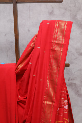 Red Cotton Paithani Saree-SRRCPS297