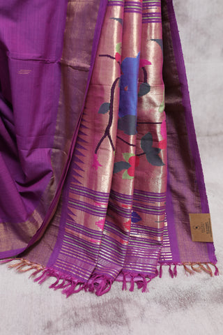 Purple Cotton Paithani Saree-SRPCPS291