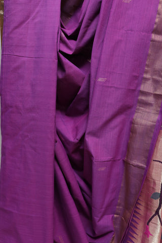 Purple Cotton Paithani Saree-SRPCPS291