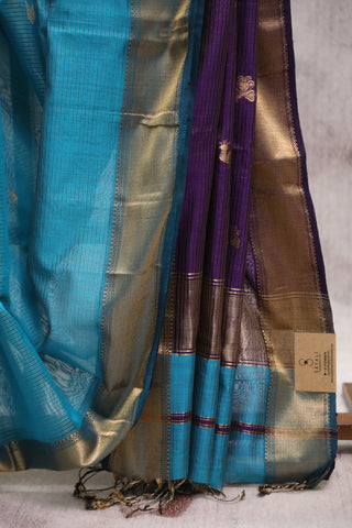 Peacock Blue Maheshwari Tissue Silk Saree - SRPBMTSS229