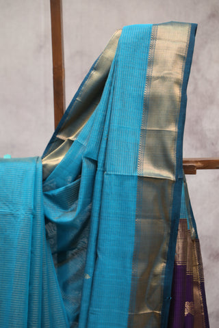 Peacock Blue Maheshwari Tissue Silk Saree - SRPBMTSS229