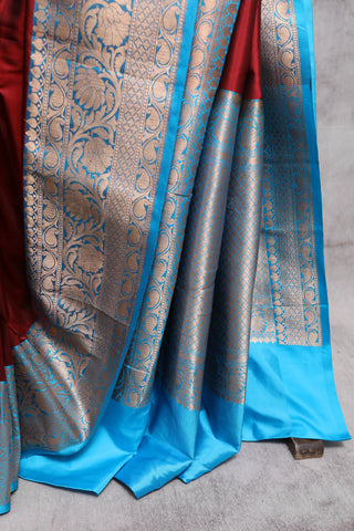 Maroon Banarasi Silk Saree-SRMBSS249