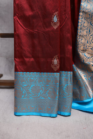 Maroon Banarasi Silk Saree-SRMBSS249