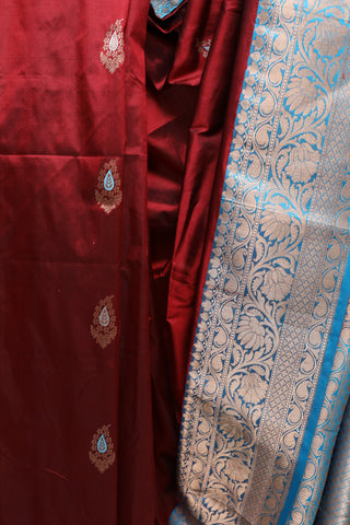 Maroon Banarasi Silk Saree-SRMBSS249