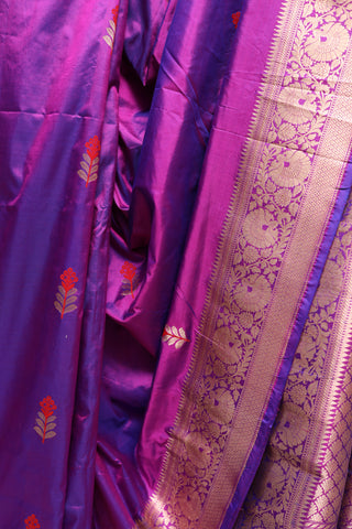 Purple Banarasi Silk Saree-SRPBSS250