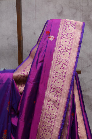 Purple Banarasi Silk Saree-SRPBSS250