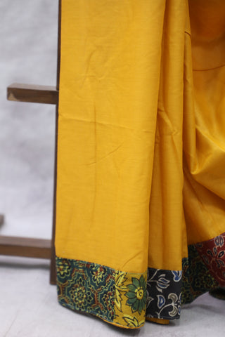 Yellow Cotton Patchwork Saree-SRYCPWS172