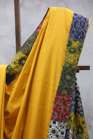 Yellow Cotton Patchwork Saree-SRYCPWS172